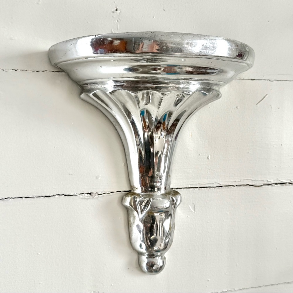 Vintage Wall Shelf Silver Metal Made in India